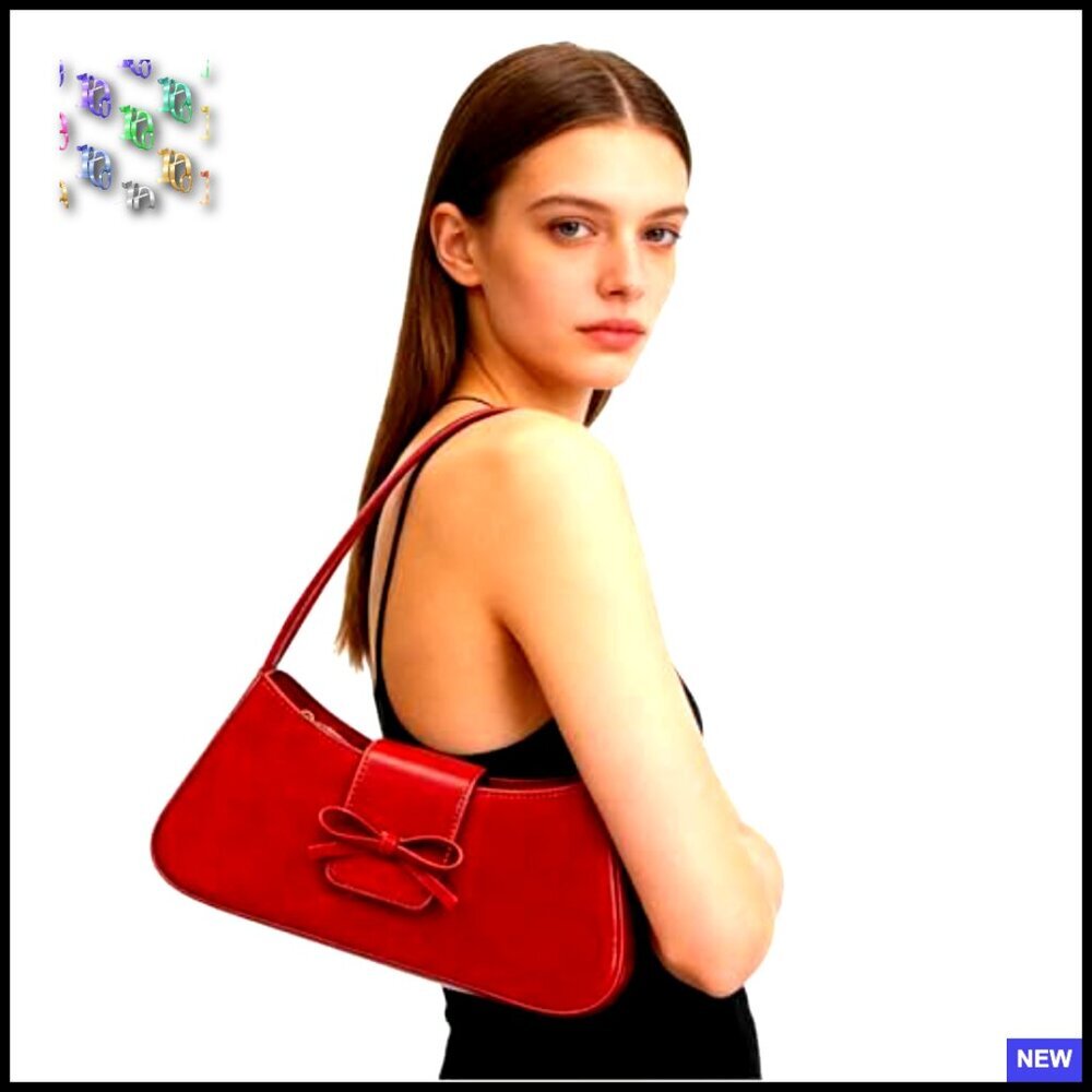 Coquette Bow Purse Y2K Mini Hobo Handbag Faux Leather Small Shoulder Bag - Picture 2 of 7